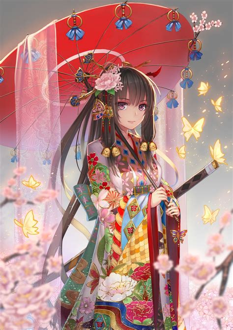 anime girl in kimono